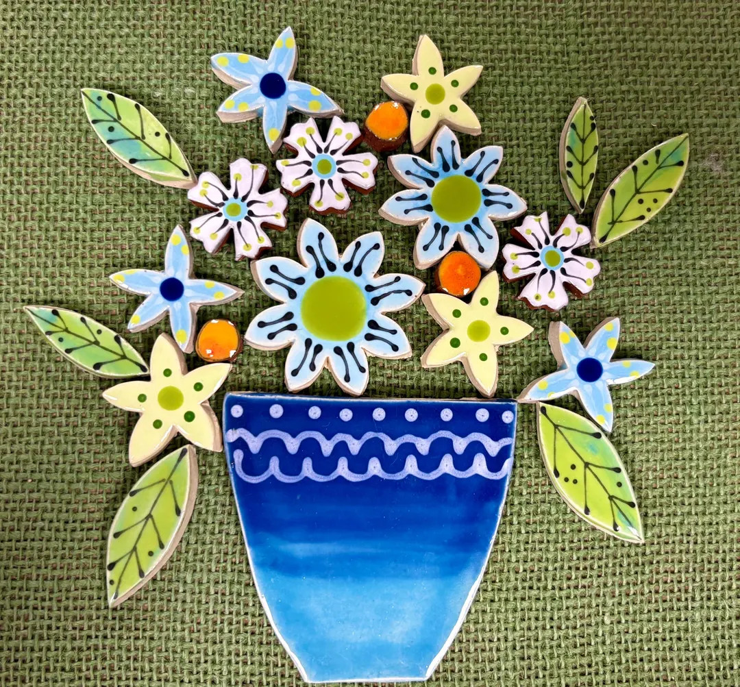 Pretty Potted Flowers Tile for Mosaic- 5” | Etsy (US)