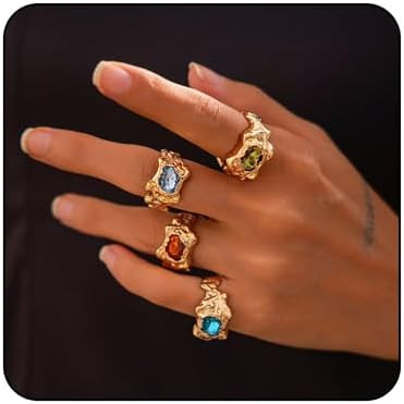 Chunky Knuckle Rings Set for Women Gold Irregular Chunky Ring Set Adjustable Open Knuckle Stackin... | Amazon (US)