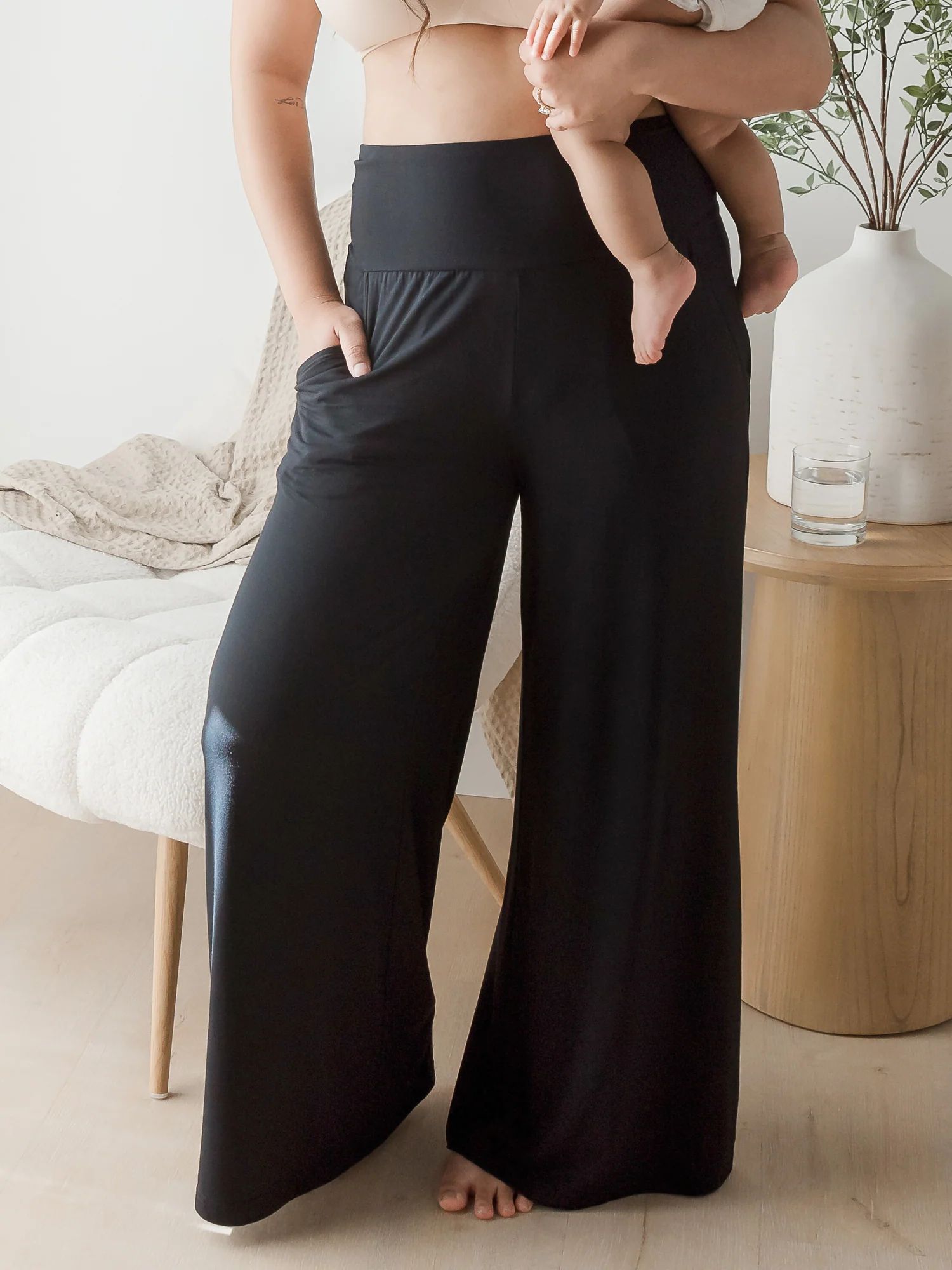 Bamboo Wide Leg Maternity & Postpartum Lounge Pant | Black - Kindred Bravely | Kindred Bravely