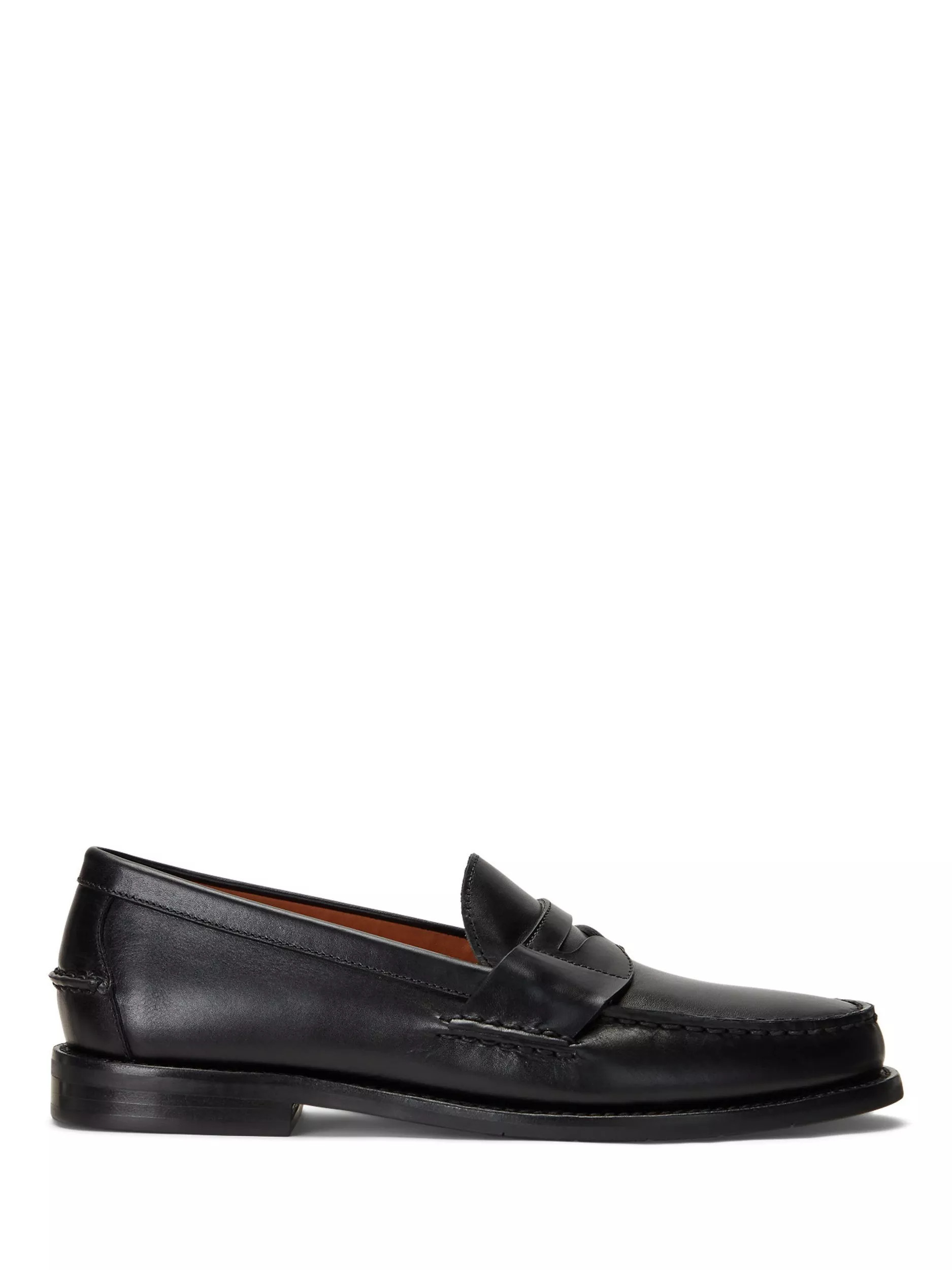 Ralph Lauren Alston Leather Penny Loafers, Black | John Lewis (UK)