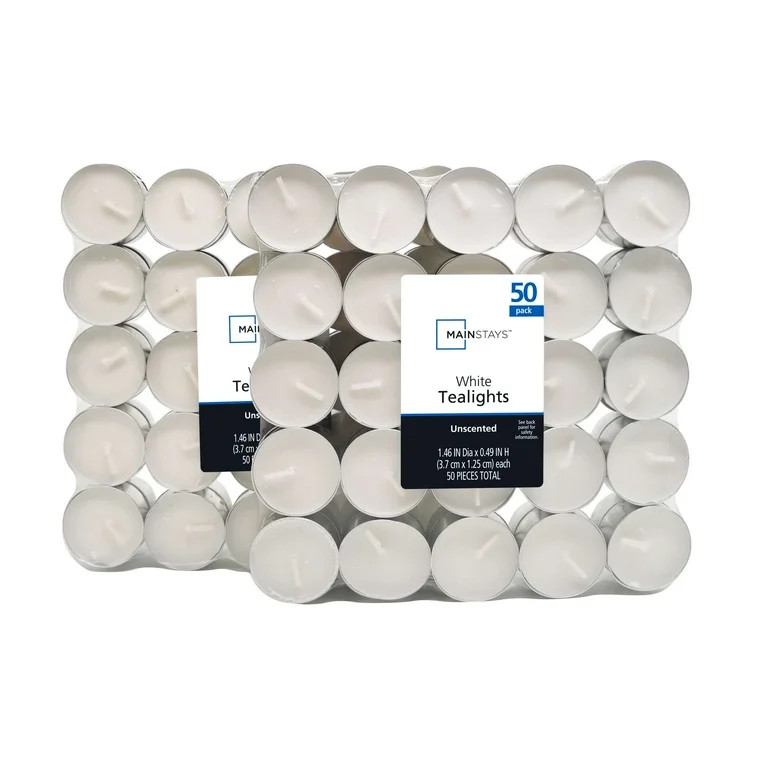 Mainstays White Unscented Indoor/Outdoor Tealight Candles,50 Count | Walmart (US)