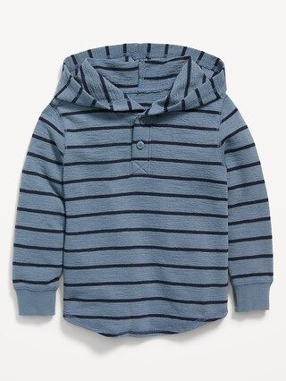 Textured-Knit Striped Henley Hoodie for Toddler Boys | Old Navy (US)