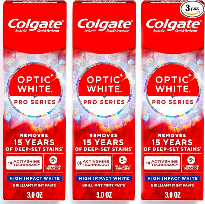 Colgate Optic White Pro Series High Impact White, 3 Pack, Teeth Whitening Toothpaste with 5% Hydr... | Amazon (US)