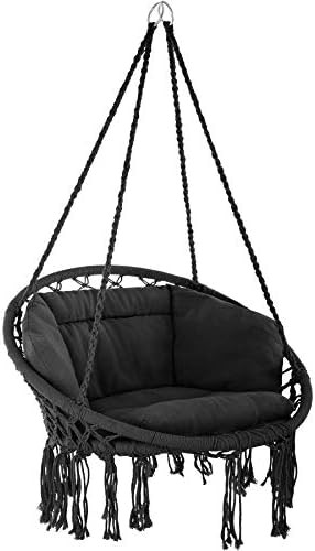 TecTake 800708 Hanging Chair, Hammock with Seat Cover, Robust Construction, Indoor Outdoor (Black |  | Amazon (UK)