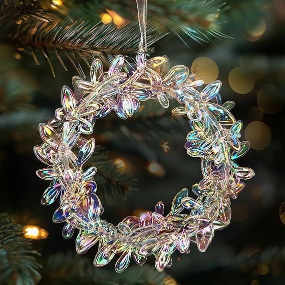 Crystal Christmas Ornaments for Tree Decorations, Iridescent Hanging Acrylic Ornaments with Drop ... | Amazon (US)