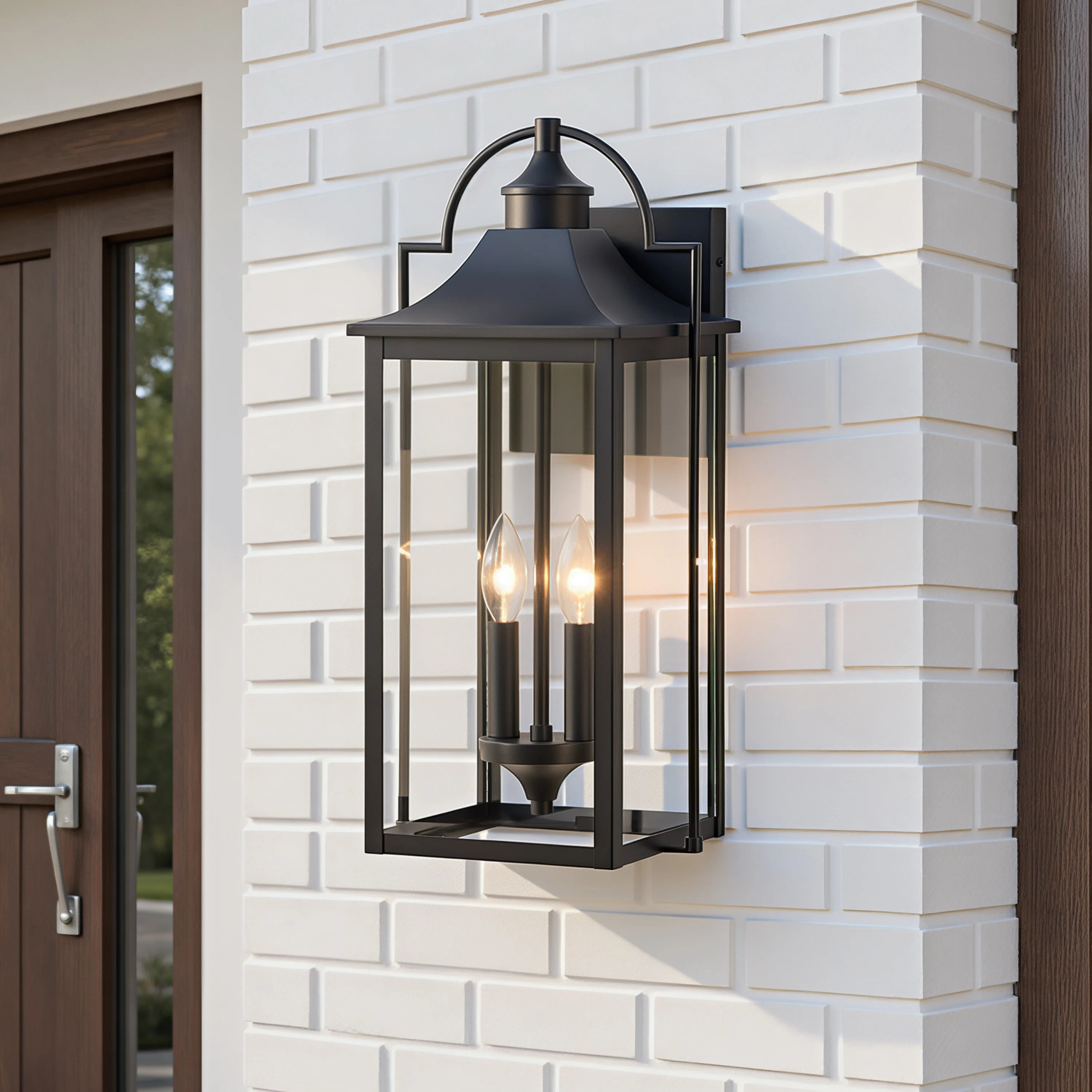 2-light Outdoor Wall Lantern With Clear Glass | Wayfair North America