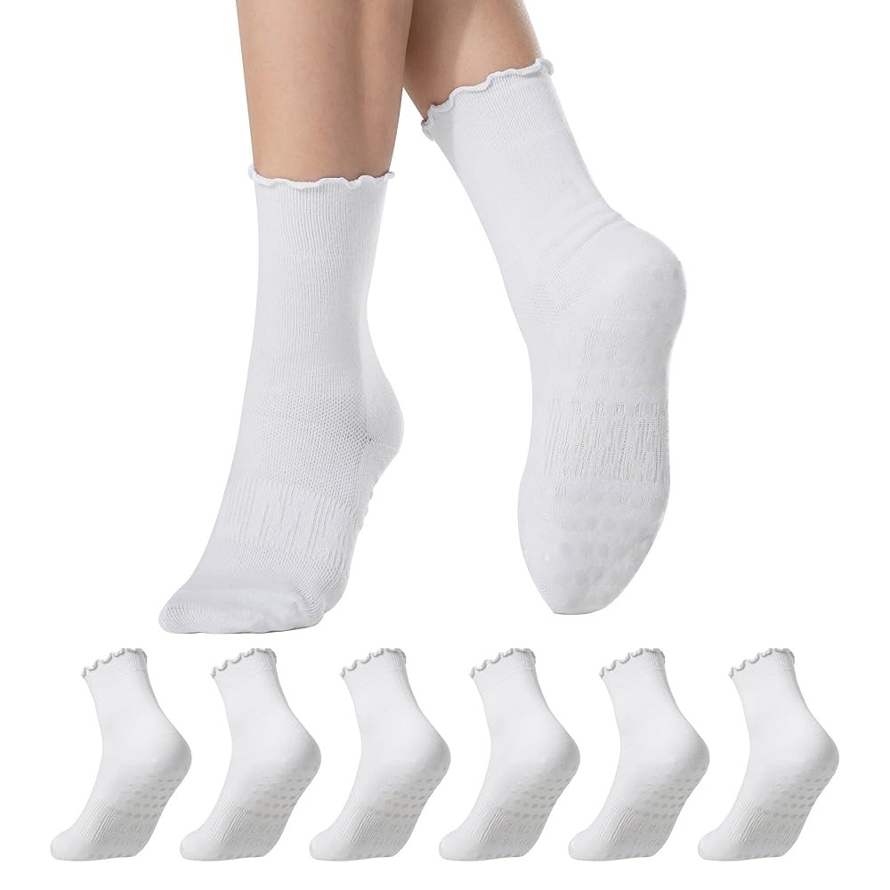 CoolMate 2/3/4 Pairs Pilates Socks with Grips for Women, Cute Yoga Socks, Crew Non Slip Women for... | Amazon (US)