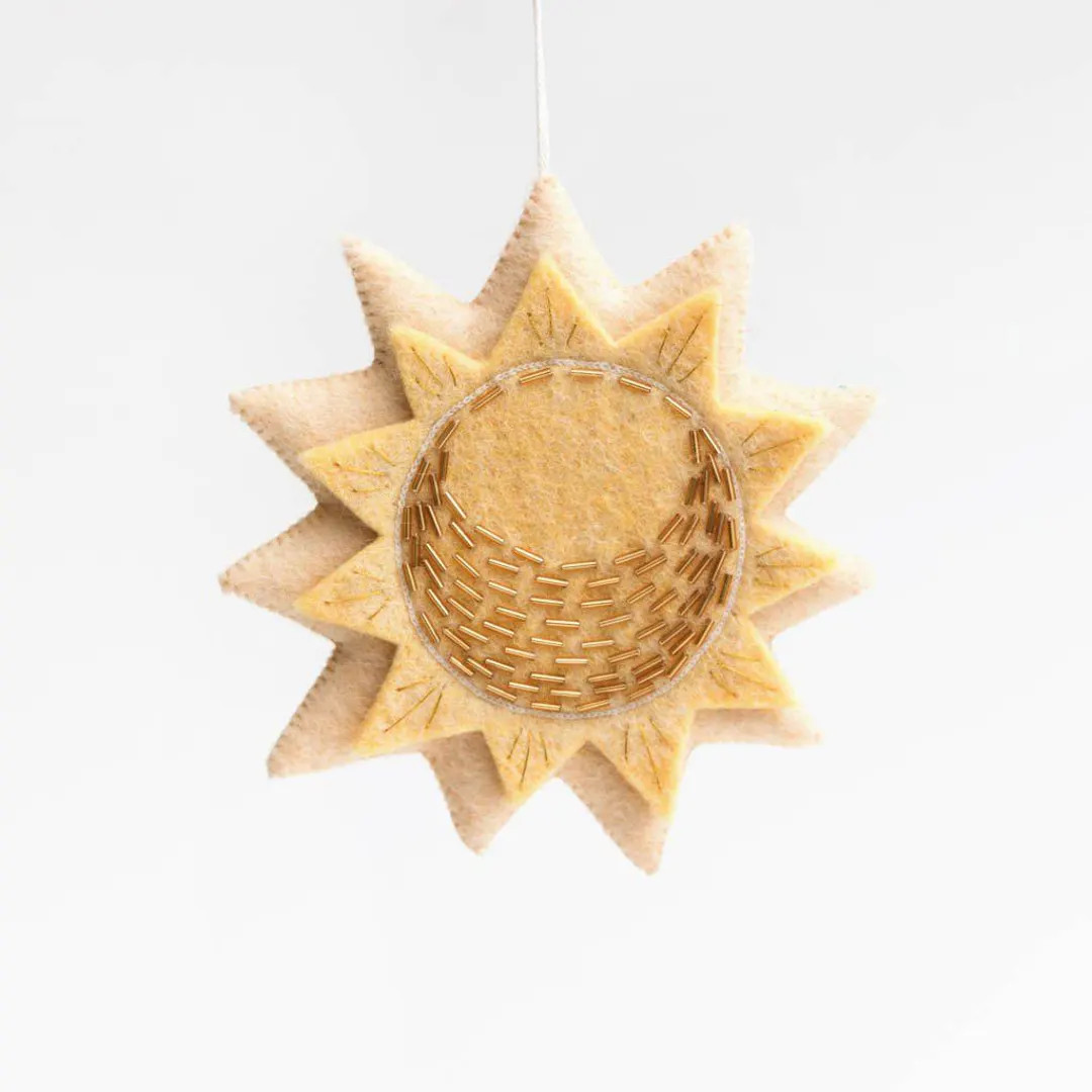 Solar Return Sun Blessings, Hand Felted Celestial Ornament, Handmade Nursery Decor | Etsy (US)