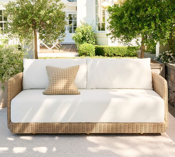 Huntington Wicker Curved Outdoor Sofa (73") | Pottery Barn (US)