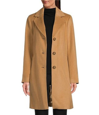 Wool Blend Notch Collar Button Front Single Breasted Reefer Coat | Dillard's