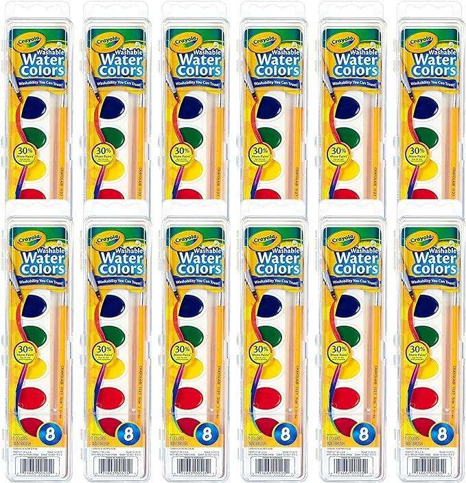 Crayola Washable Watercolors, 12 Paint Sets for Kids, School Supplies Bulk, 8 Vibrant Colors | Amazon (US)