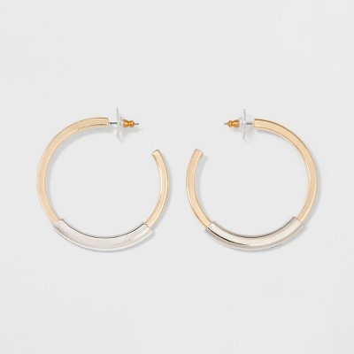 SUGARFIX by BaubleBar Minimal Mixed Metal Hoop Earrings - Gold | Target