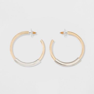 SUGARFIX by BaubleBar Minimal Mixed Metal Hoop Earrings - Gold | Target