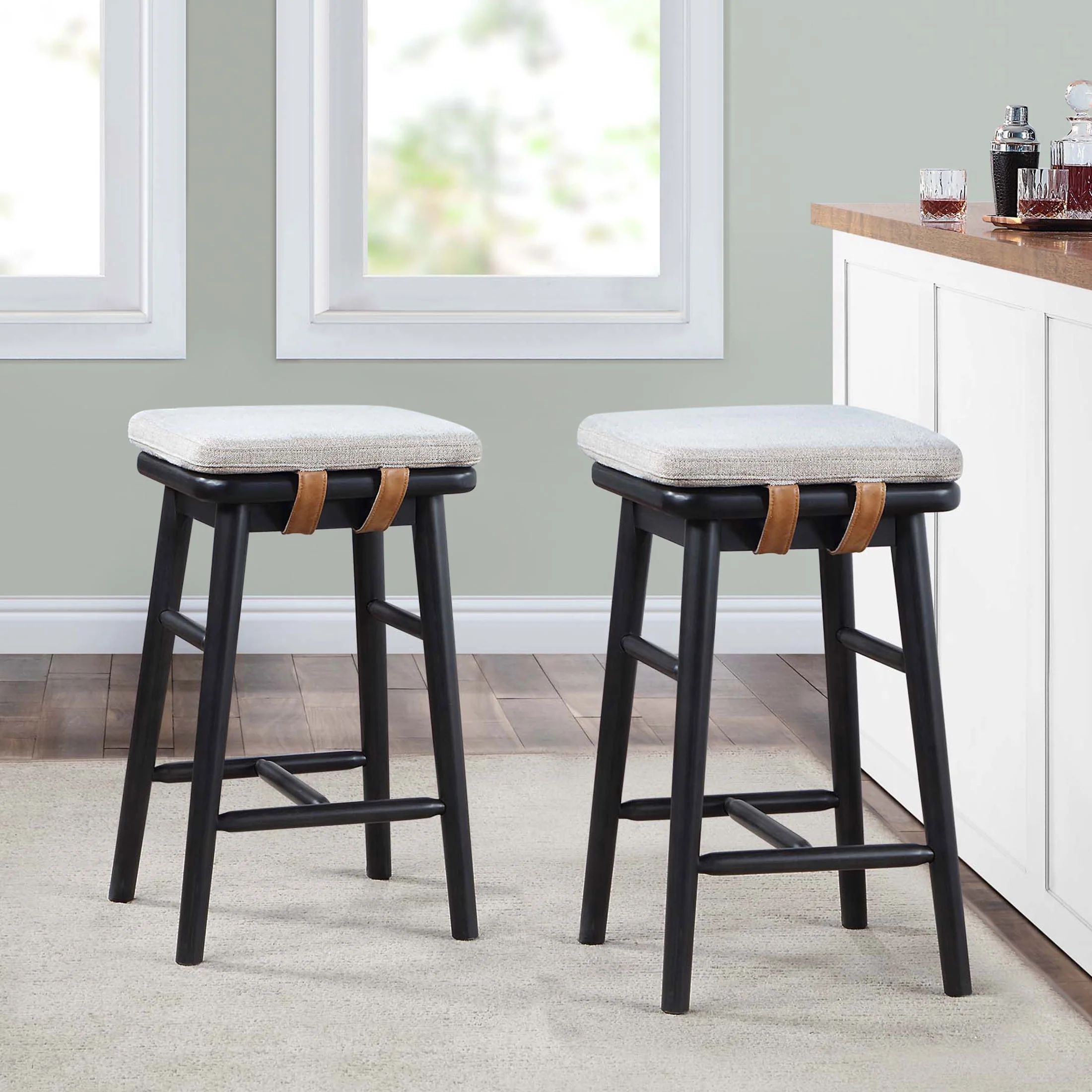 Better Homes & Gardens Springwood Barstool, Set of 2, Charcoal Finish | Walmart (US)