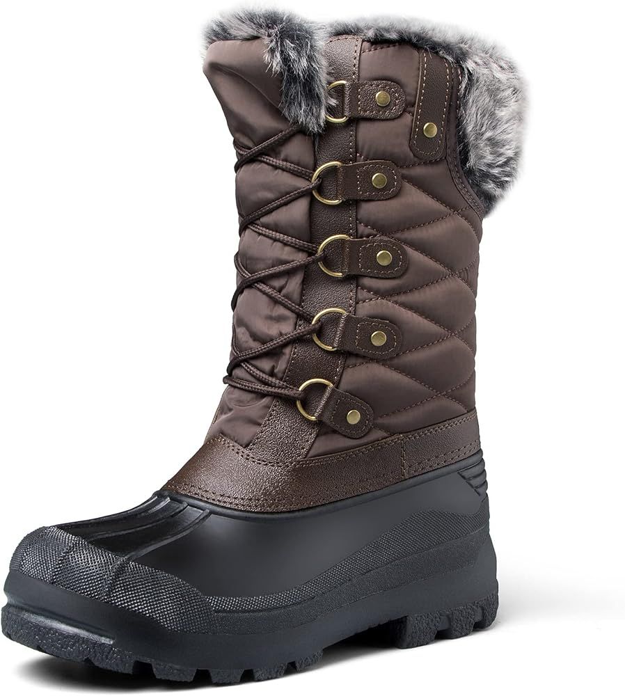 mysoft Women's Snow Boots Warm Insulated Faux Fur Lined Waterproof Mid-Calf Winter Boots | Amazon (US)