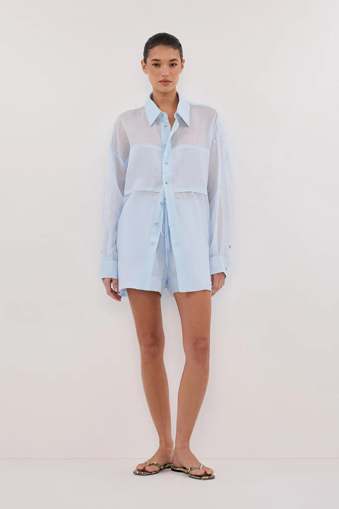 KAI CORNFLOWER OVERSIZED RAMIE LONG SLEEVE SHIRT | DISSH