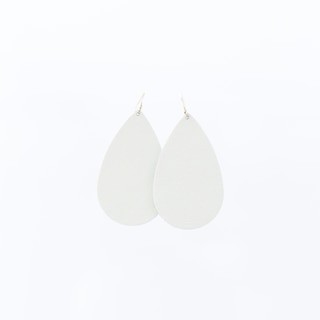 TEAM White Leather Earrings | Nickel and Suede