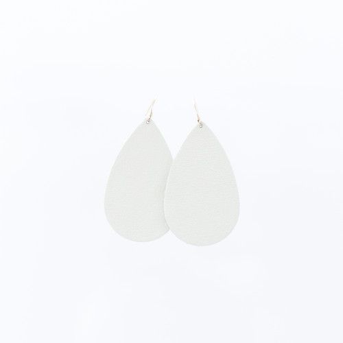 TEAM White Leather Earrings | Nickel and Suede