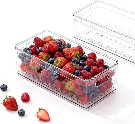 TAYUOOTransparent PET Fruit Draining and Washing colander food storage boxes plastic cookie conta... | Amazon (US)