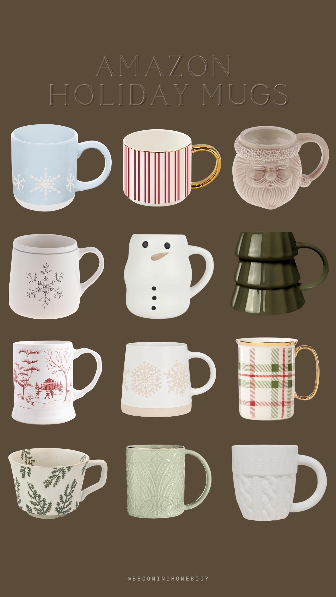 Holiday mugs and Christmas mugs from Amazon! So festive for a Christmas coffee bar ✨☕️