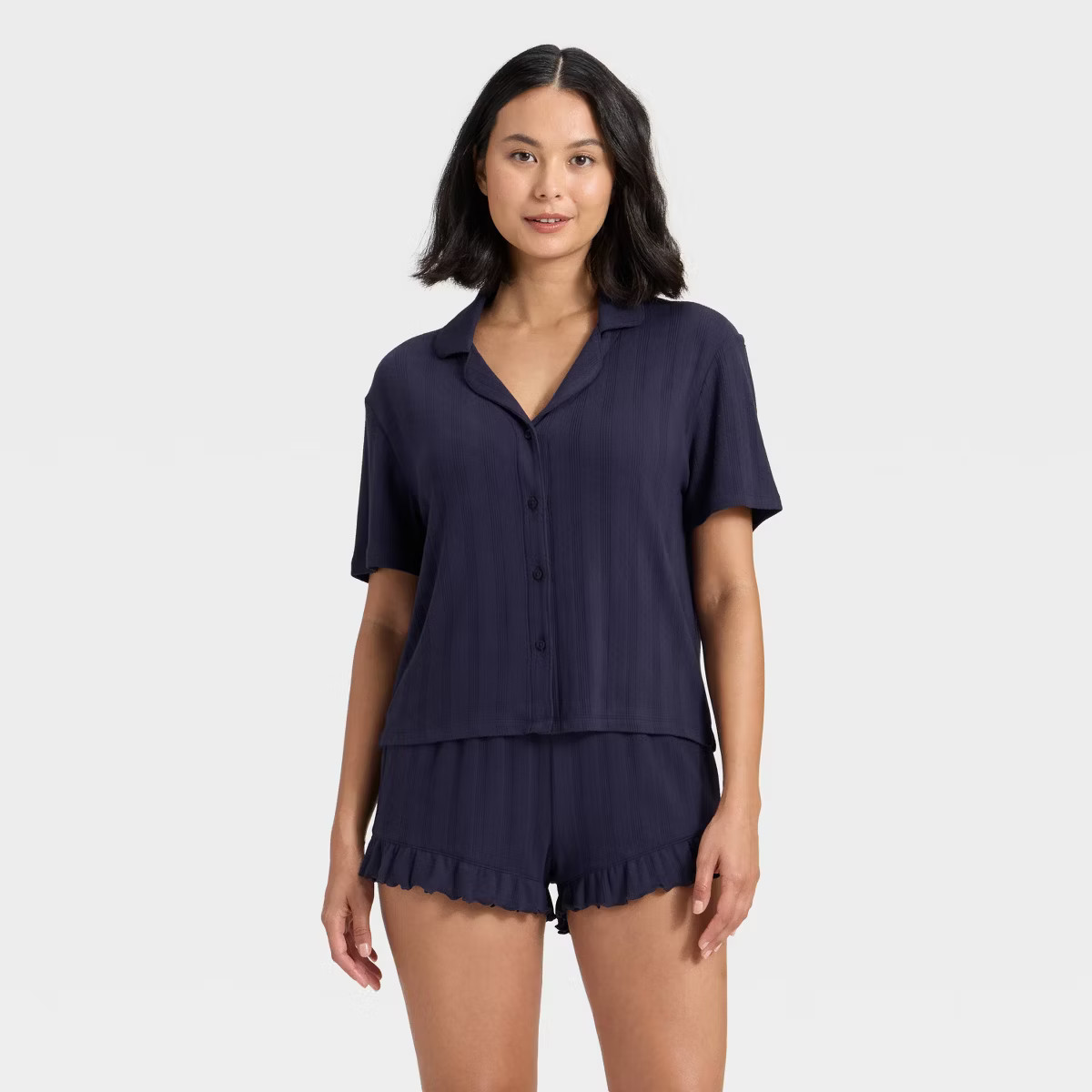 Women's Pointelle Notch Collar Shirt and Shorts Pajama Set - Wild Fable™ | Target