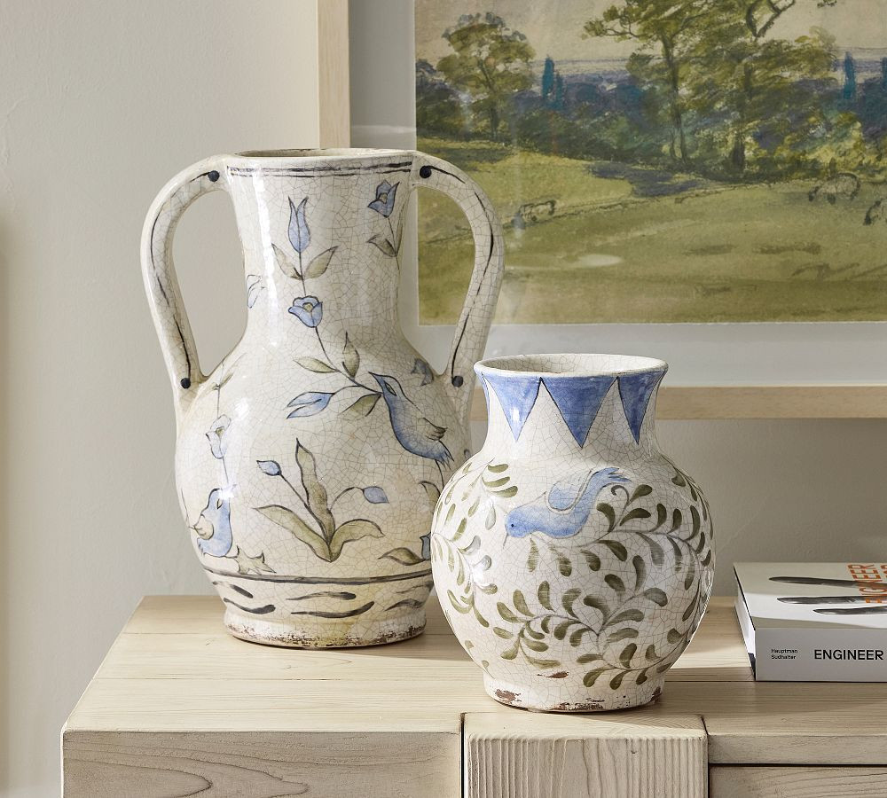 Handcrafted Bird Print Vase | Pottery Barn (US)
