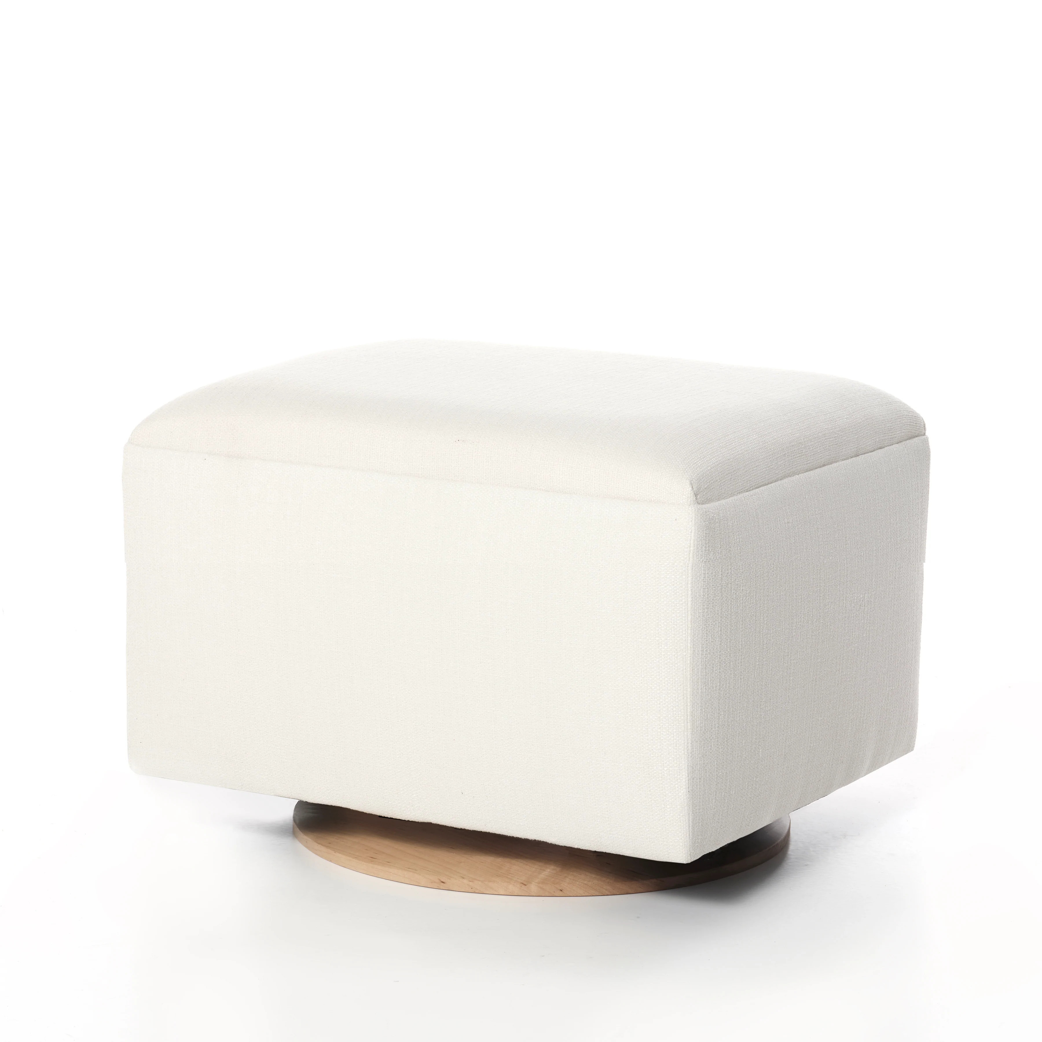 READY TO SHIP Small Stationary Ottoman with Wood Base | Oilo Studio
