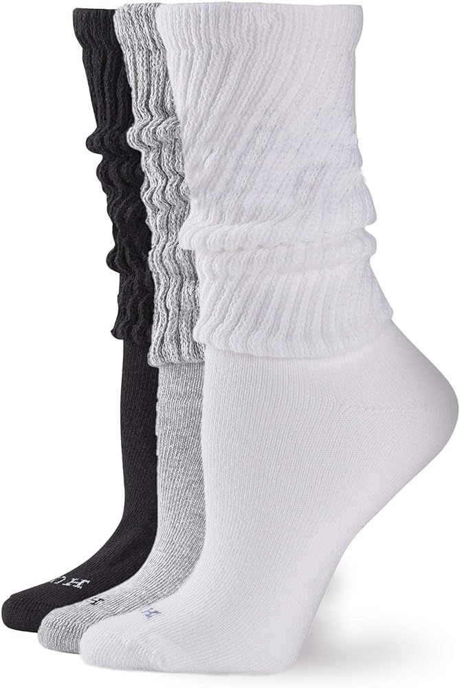 HUE Women's Slouch 3 Pair Pack, Soft Chunky Scrunch, Stack Socks | Amazon (US)