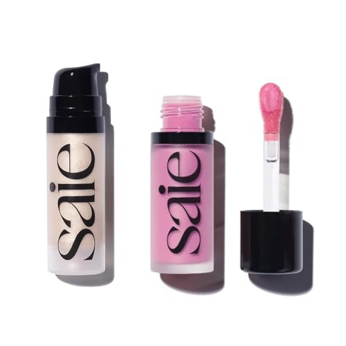 Saie Mini Glowy Super Gel Lightweight llluminator & Makeup Primer - Starglow (0.5 oz) + Dew Blush - Lightweight Liquid Blush with a Blendable + Buildable Cream Finish - Baby (.40 oz) | Amazon (US)