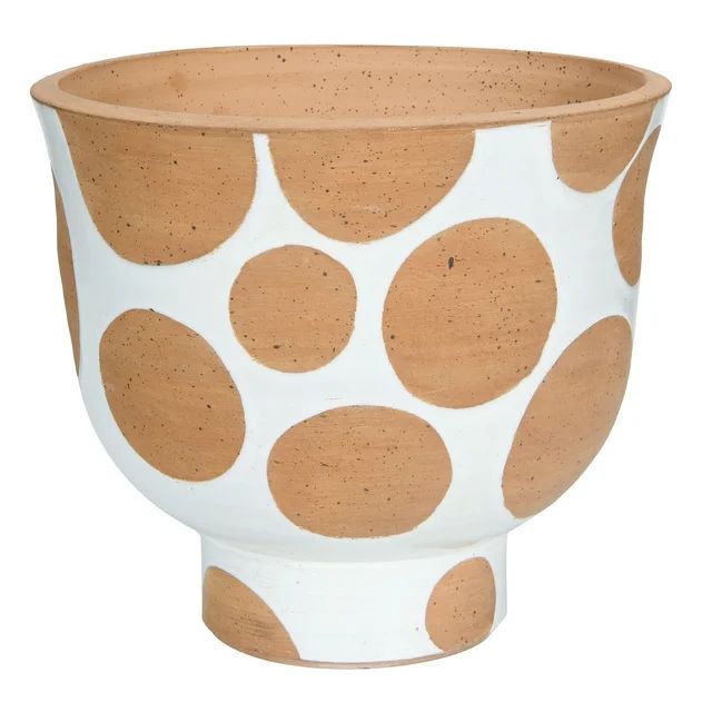 Creative Co-Op Round Terra-cotta Pot with Dots and Glazed Finish, White and Natural - Walmart.com | Walmart (US)