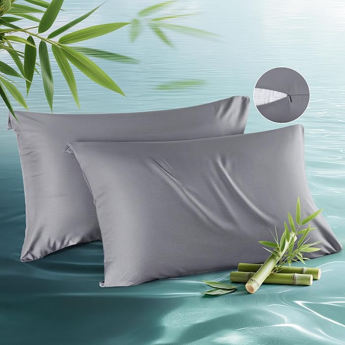 Bedsure Zipper Pillow Cases Queen, Cooling Pillow Cases Queen Size Set of 2, Rayon Derived from B... | Amazon (US)