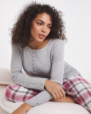 Pretty Secrets Check Henley Pyjama Set | Simply Be | Simply Be (UK)
