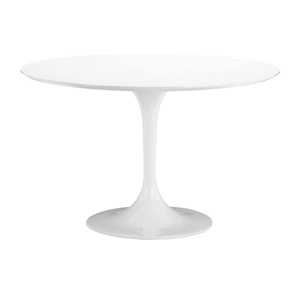 Mid-Century 47"" Round Bevel Edge and Tulip Base Dining Table - White - ZM Home | Target