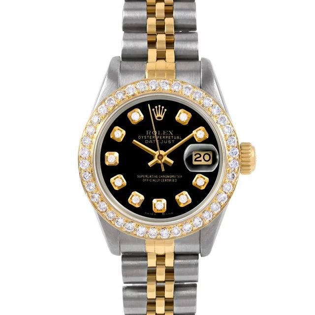 Pre-Owned Rolex 6917 Ladies 26mm Adult Female Datejust Wristwatch Black Diamond (3 Year Warranty) | Walmart (US)
