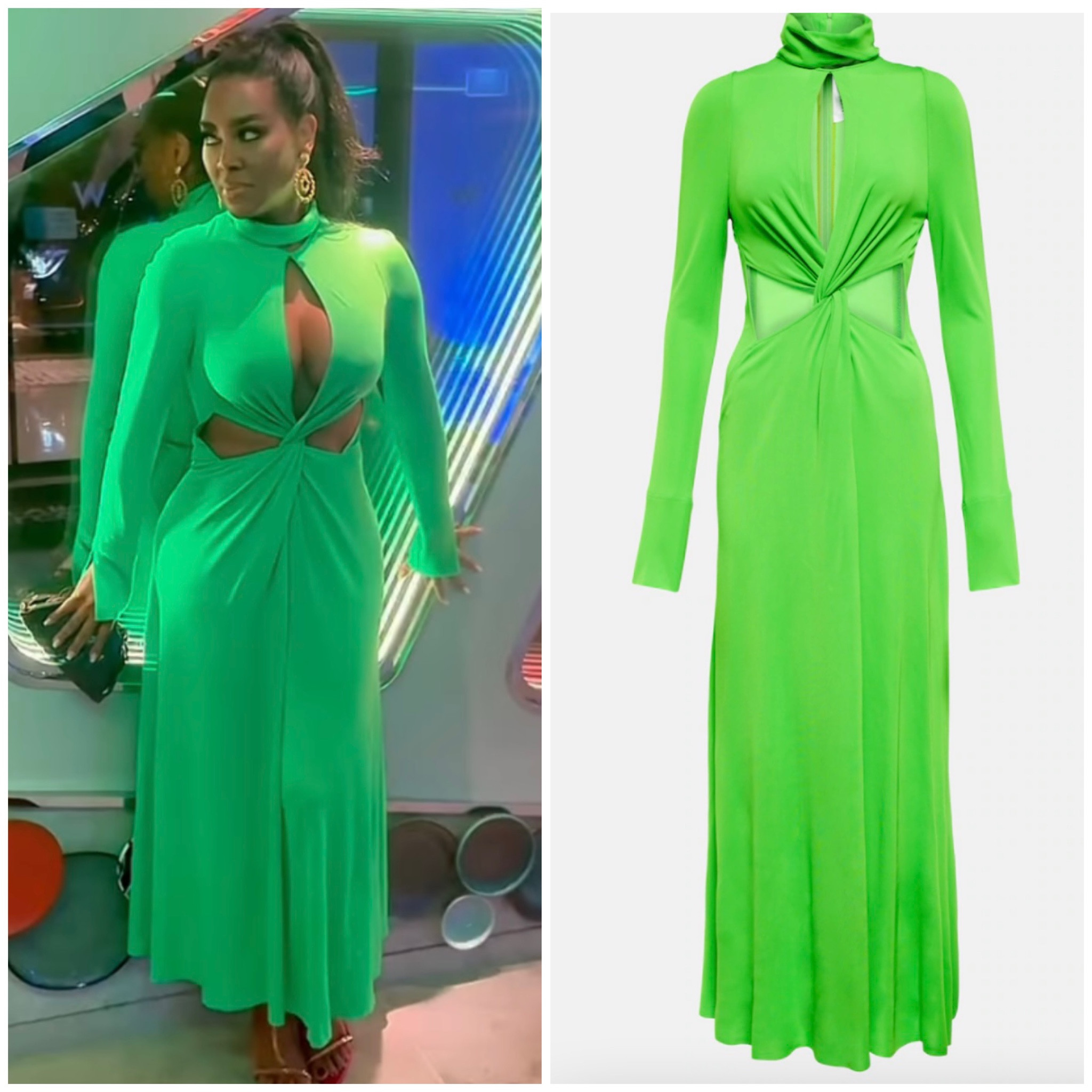 Kenya Moore’s Green Cutout Dress 📸 = @kenya