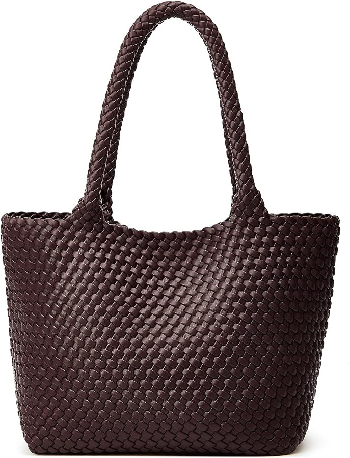BOYATU Woven Tote Bag for Women: Vegan Leather Purse with 1 Zipper Clutch - Handwoven Tote for Tr... | Amazon (US)