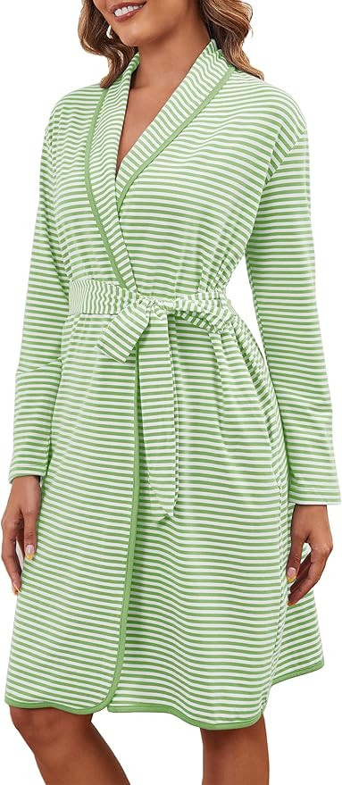 Cotton Robes for Women Striped Long Sleeve Kimono Bath Robe Lightweight House Coat Bathrobe Loung... | Amazon (US)