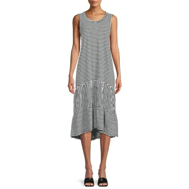 Time and Tru Women's Sleeveless Hi-Lo Tiered Knit Dress - Walmart.com | Walmart (US)
