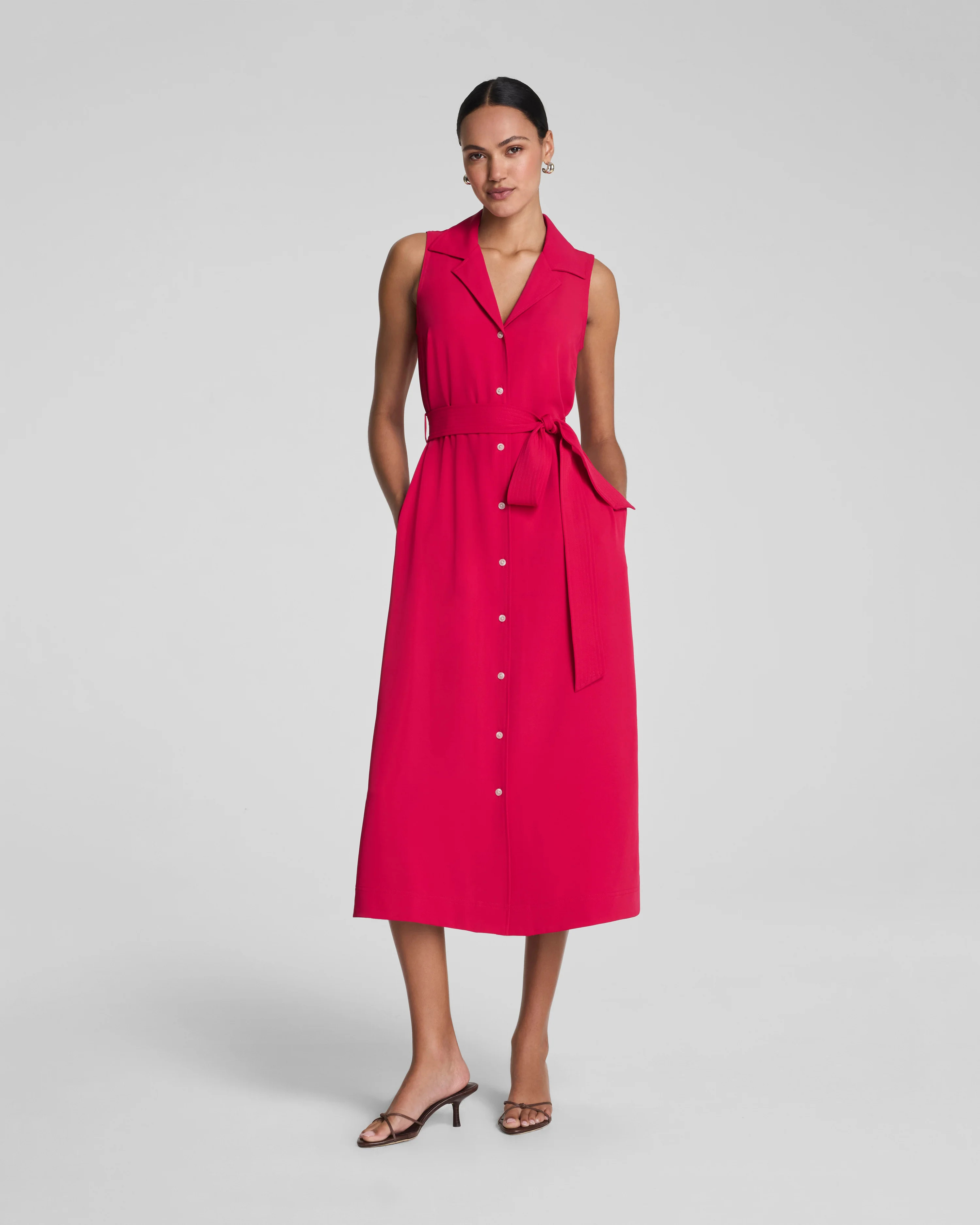 SPANX\u00ae CarryOn Belted Midi Shirt Dress | Spanx
