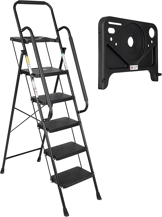 SIMPLI-MAGIC 5-Step Ladder, 800 LBS Capacity Folding Step Stool – Anti-Slip Wide Steps & Handgr... | Amazon (US)