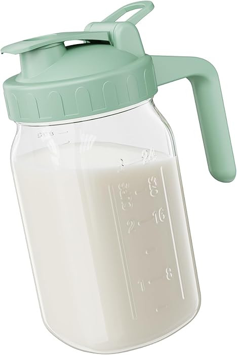 Breast Milk Pitcher Jug - 32 oz Glass Mason Jar Airtight Pitcher with Pour Spout Handle for Breas... | Amazon (US)