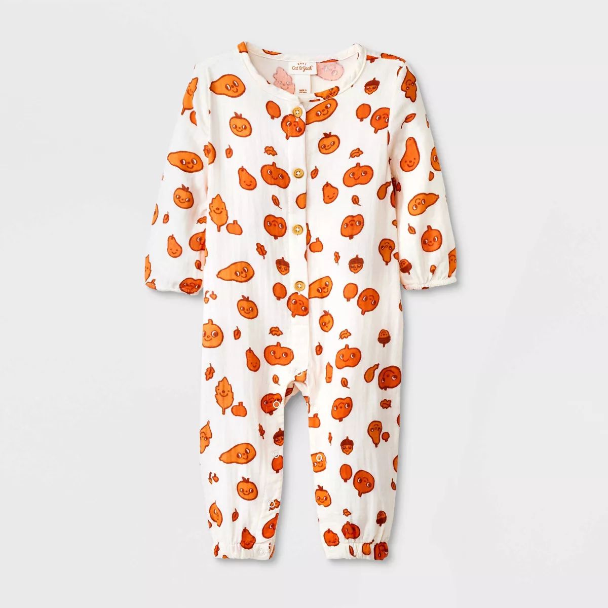 Baby Autumn Gauze Long Sleeve Romper - Cat & Jack™ Cream | Target