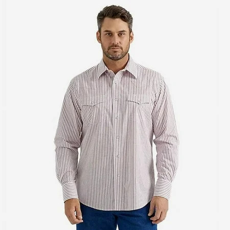 Wrangler Men s Striped Long Sleeve Pearl Snap Stretch Western Shirt - 112344407 XX- | Walmart (US)