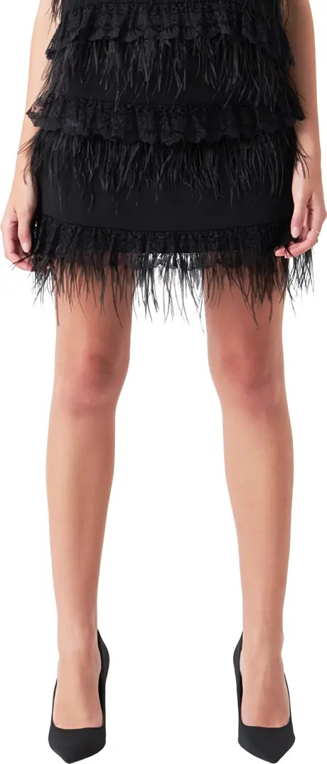 Lace & Feather Miniskirt | Nordstrom