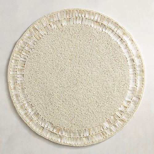 Ivory Beaded Placemat with Mother-of-Pearl Trim | Pier 1 Imports