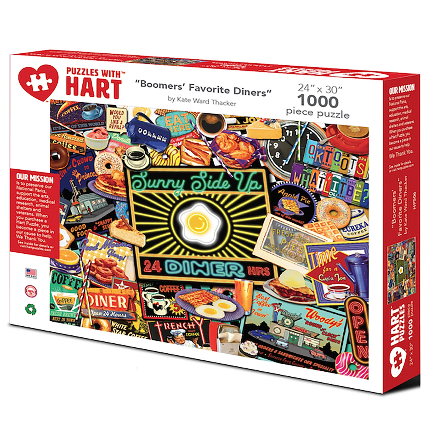 Boomer's Favorite Diners by Kate Ward Thacker, 24" x 30", 1000 Piece Puzzle | Walmart (US)