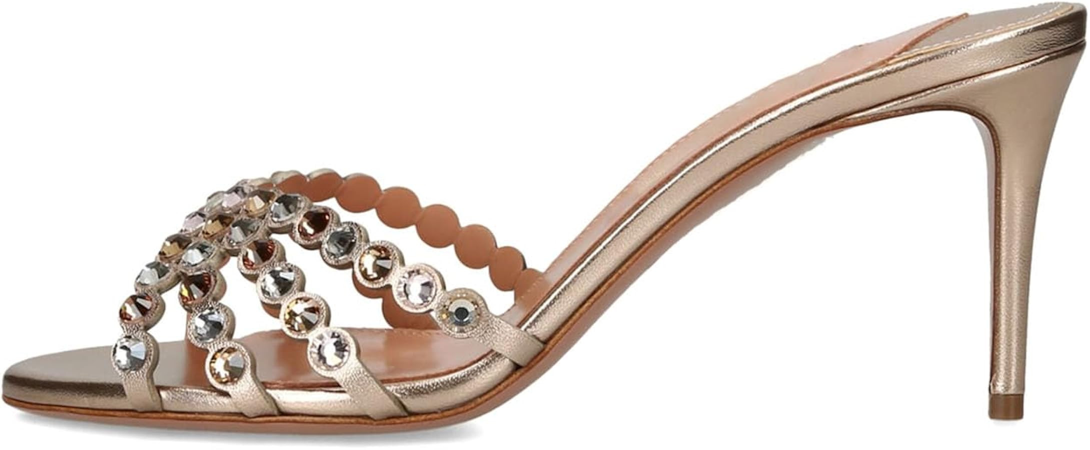 Women's Rhinestone Mule Heeled Sandals Stiletto High Heels Slide Sandals | Amazon (US)