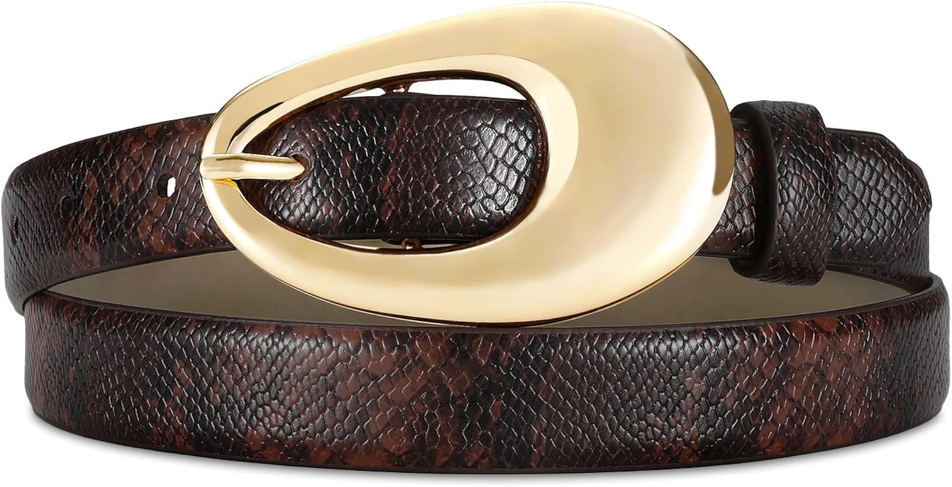 RISANTRY Black Belt Women Synthetic Leather Waist Belt with Shiny Silver Oval Buckle for Women Ca... | Amazon (US)