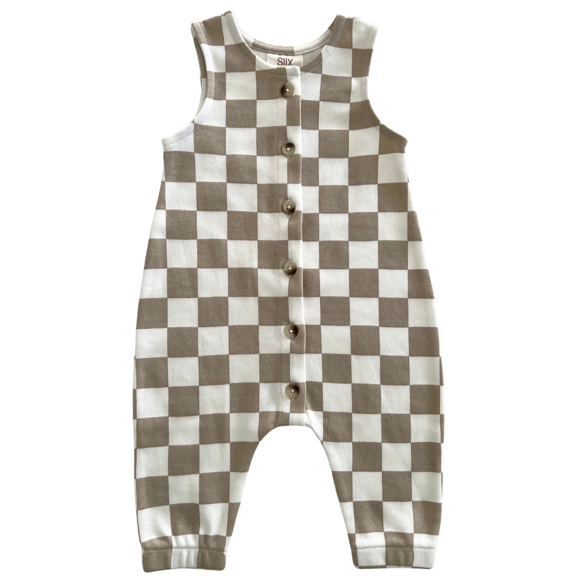 Tiramisu Checkerboard / Organic Bay Jumpsuit | SpearmintLOVE