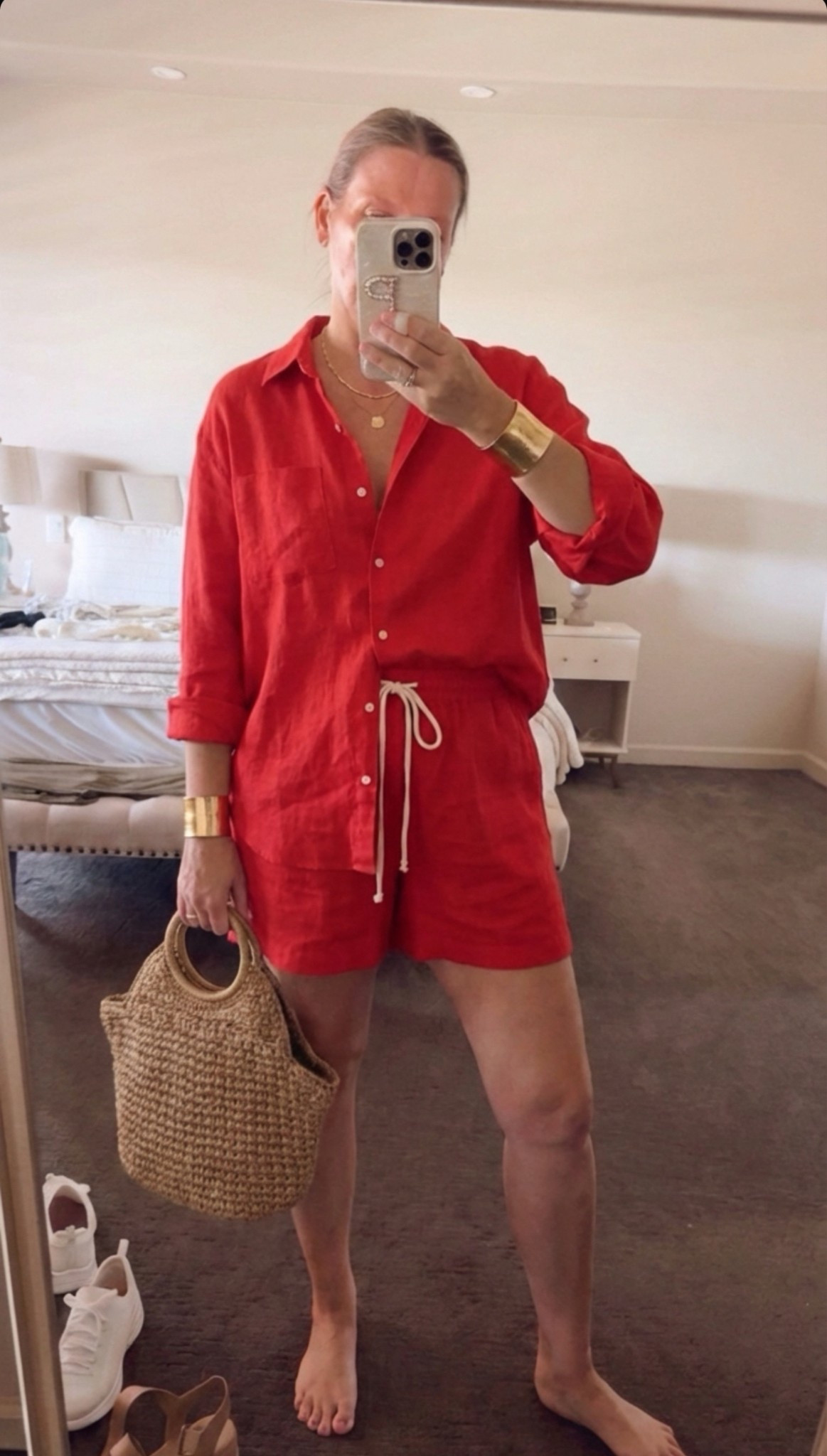 Red linen 2 piece set
#vacationoutfit

#LTKootd #LTKOver40 #LTKTravel